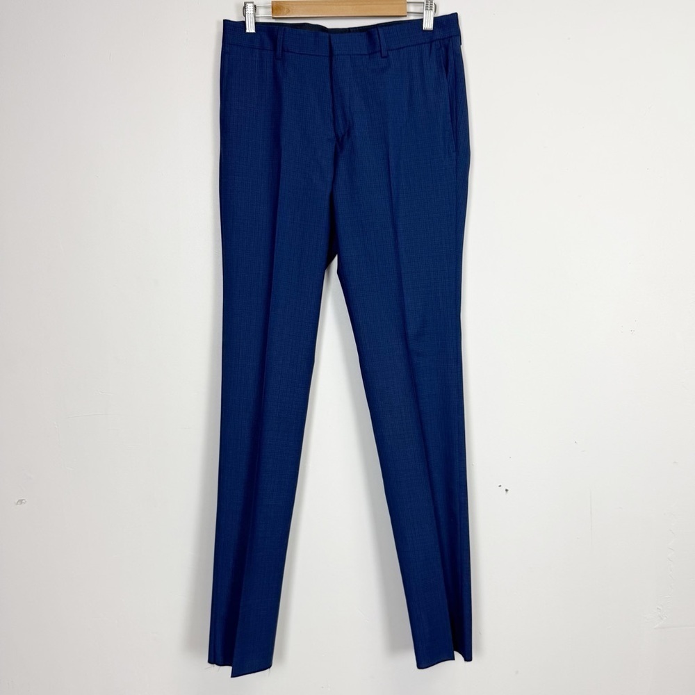 NEW Ted Baker London Pants Mens 31 R Navy Blue Plaid Roger Wool Dress Pant NWOT